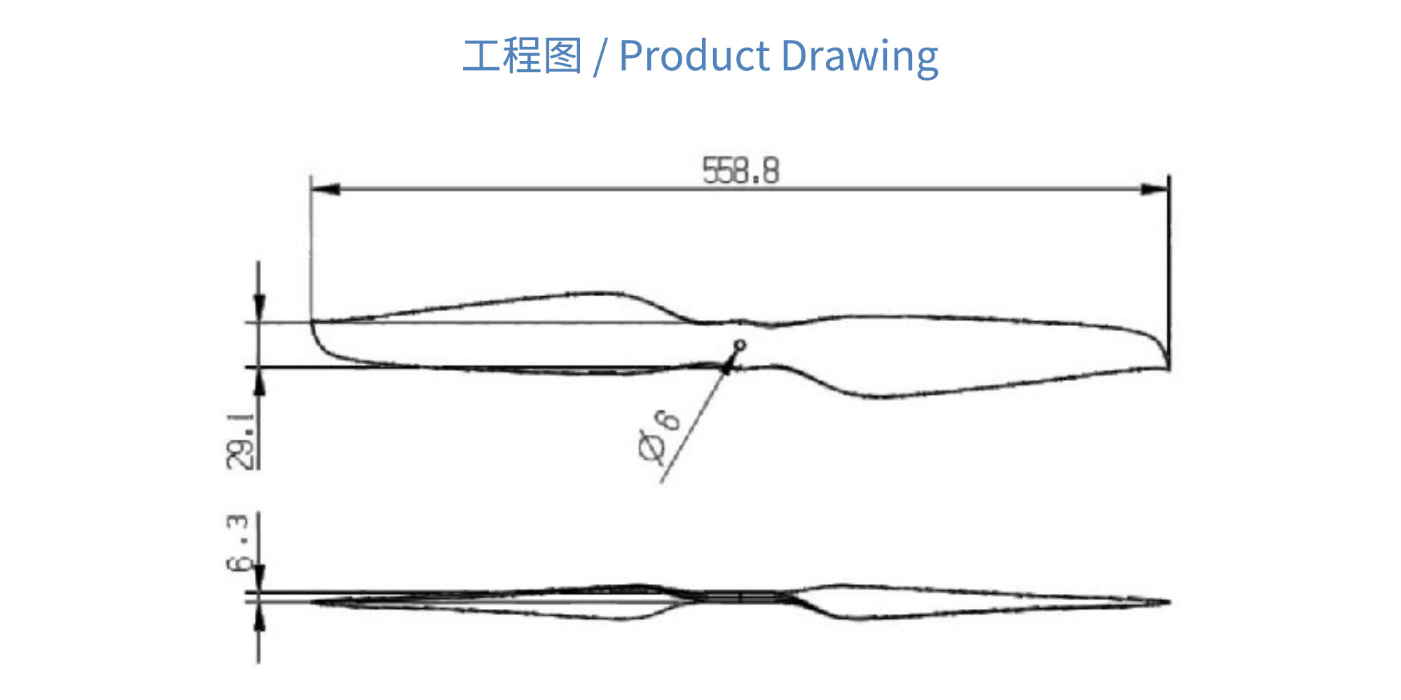 RAYI 22X7.8 超轻碳纤维一体正反桨CW/CCW