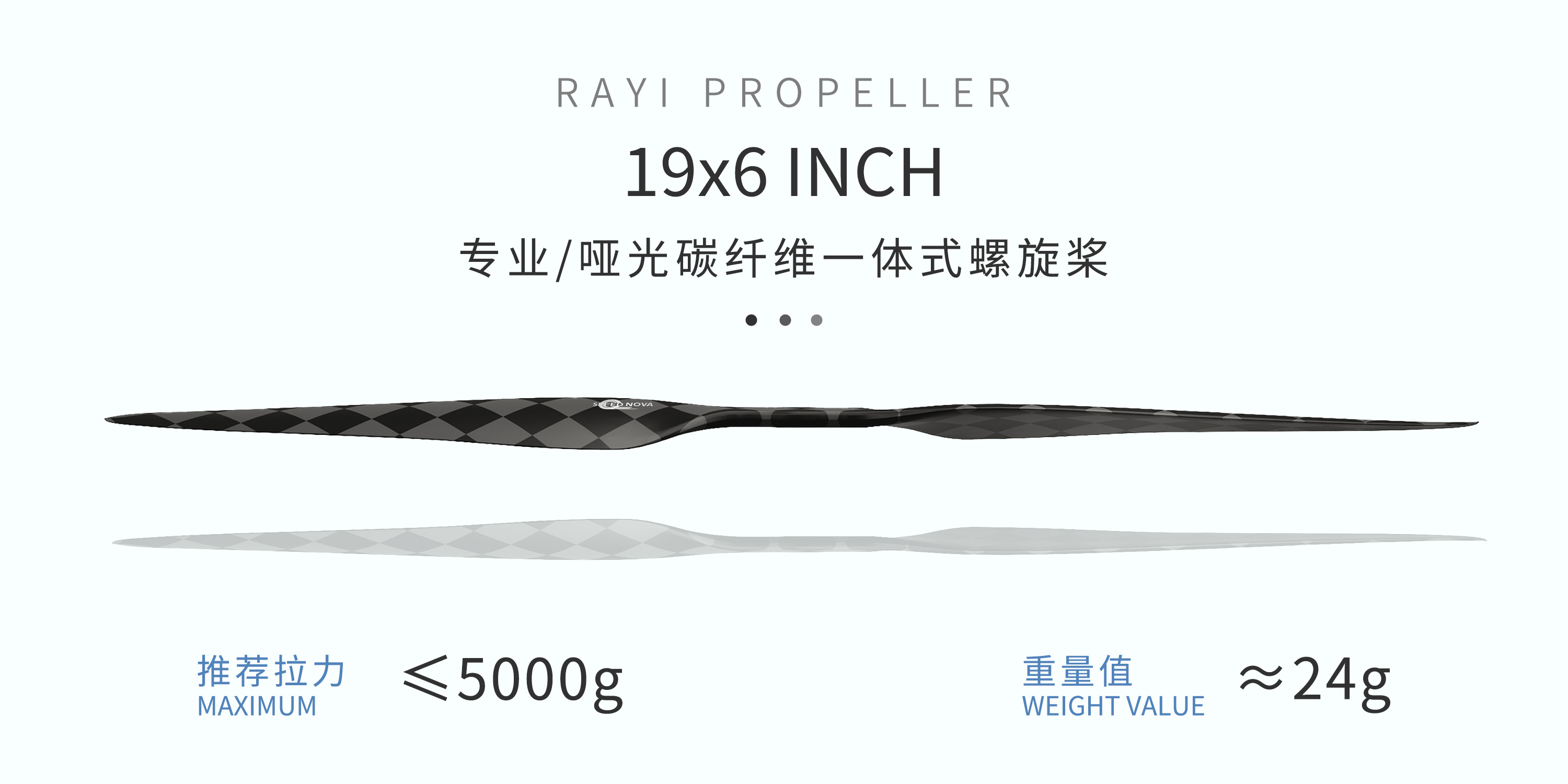 RAYI 19X6 超轻碳纤维一体正反桨CW/CCW