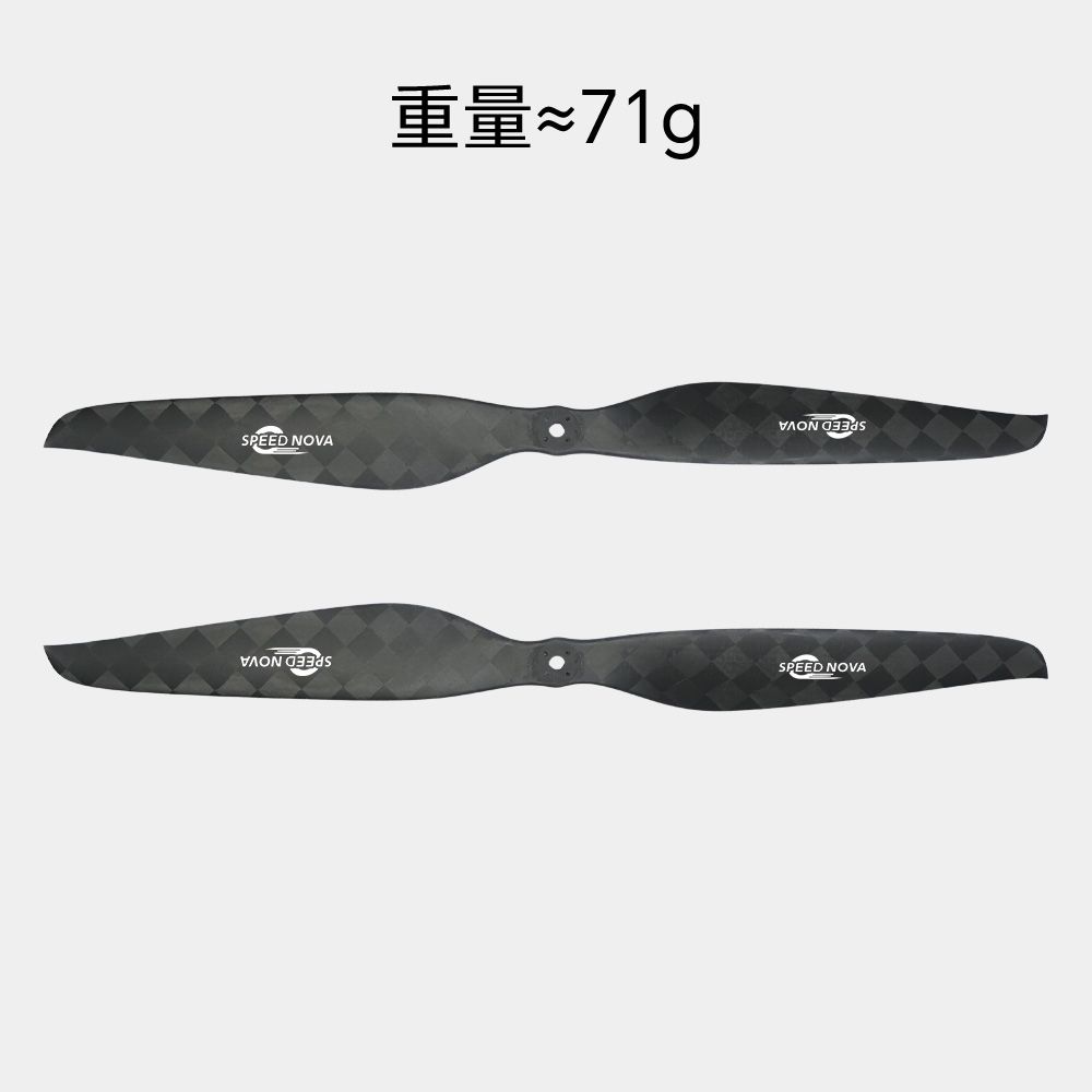 睿翼 29×9.6 碳纤维一体桨（正反桨）双桨展示与约71克单支重量标注
