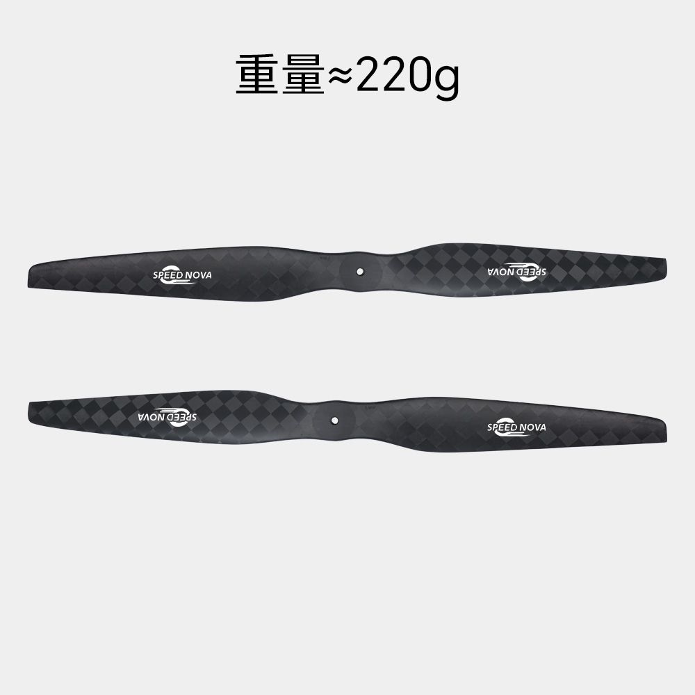 睿翼 36×18 碳纤维一体桨（正反桨）双桨展示与约220克单支重量标注